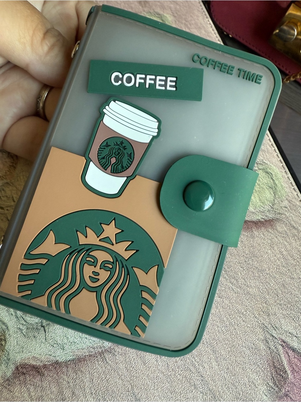 Starbucks Green and Tan Silicone Phone Card Wallet Case